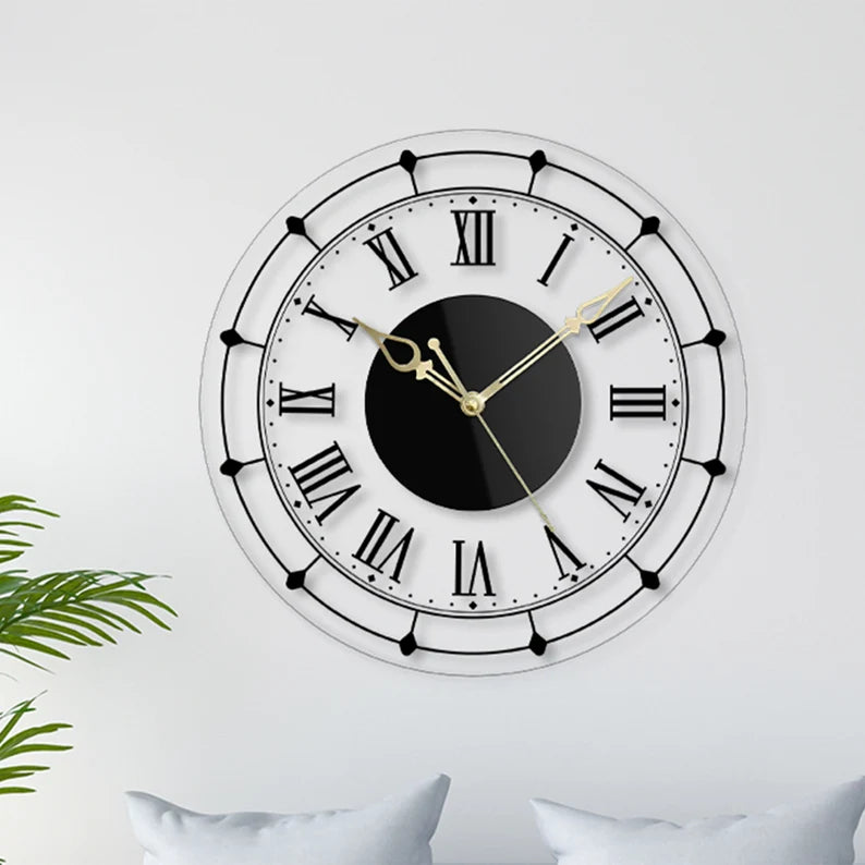 Modern Acrylic Roman Wall Clock – Elegant Home Decor & Gift Idea