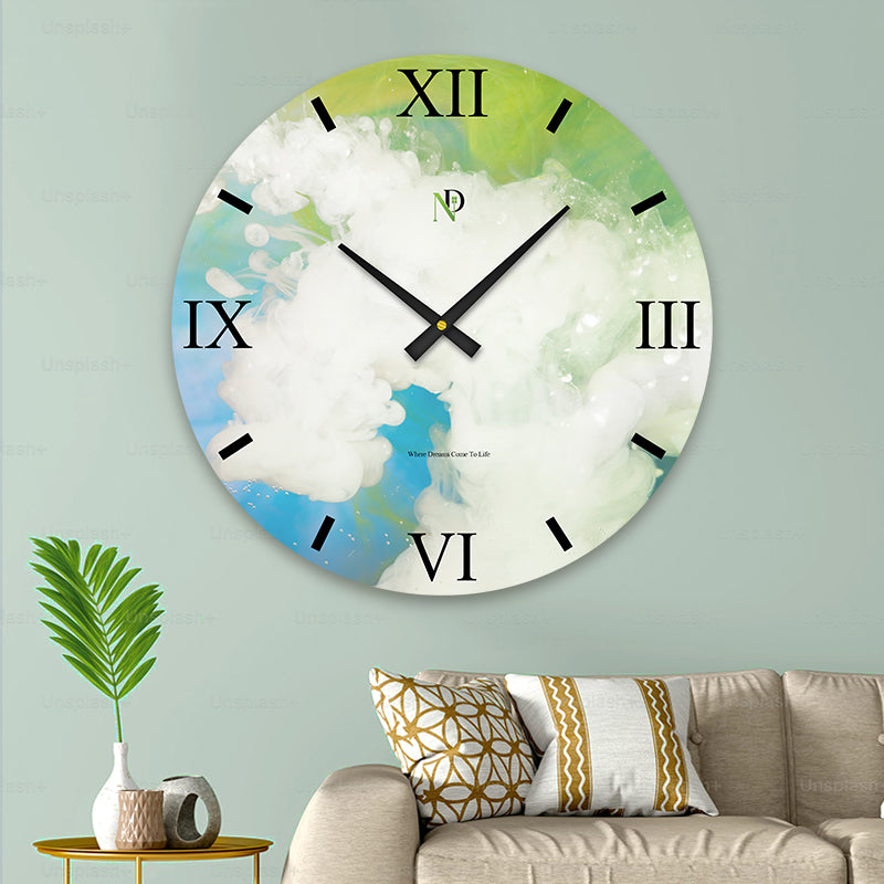 Aqua Bloom Wall Clock