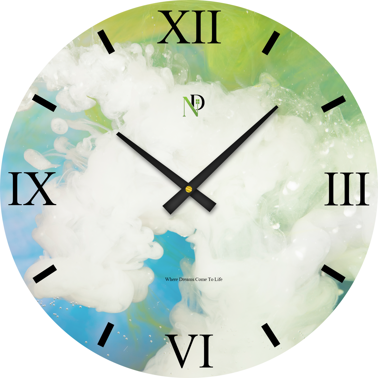 Aqua Bloom Wall Clock