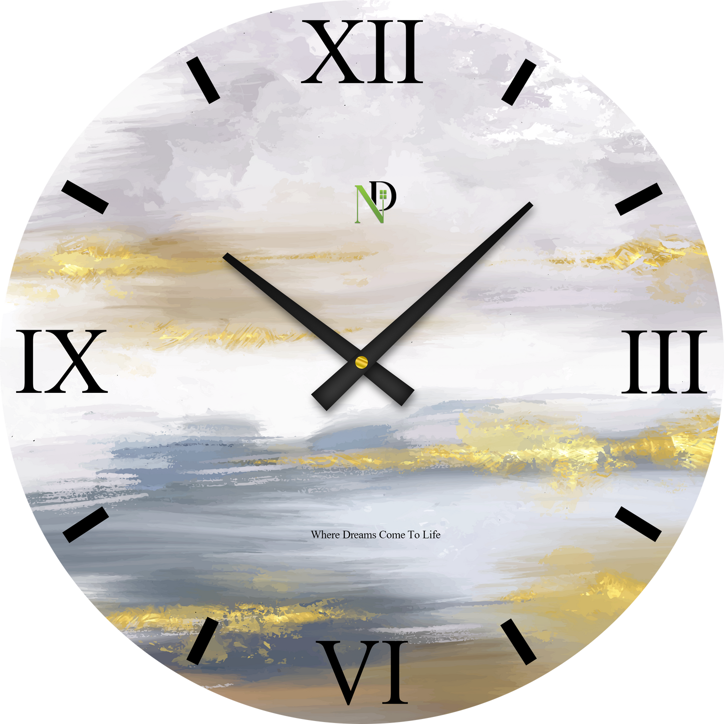 Golden Streaks Wall Clock