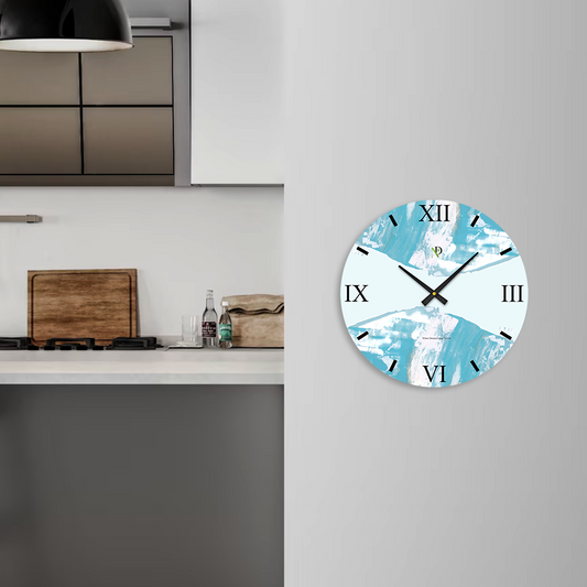Ice Blue Marble Wall Clock