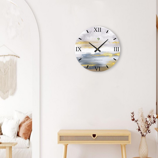 Golden Streaks Wall Clock