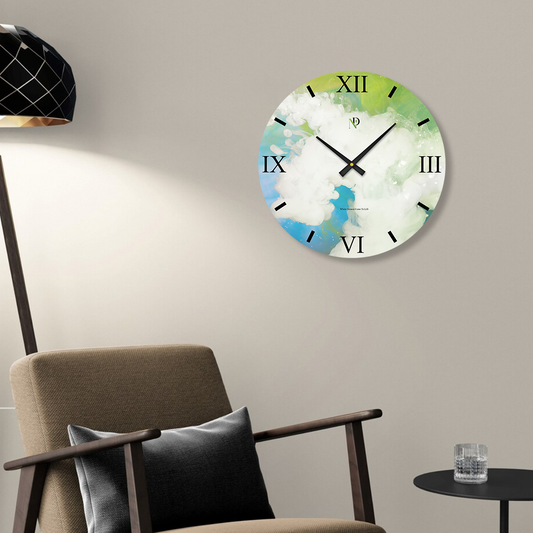 Aqua Bloom Wall Clock