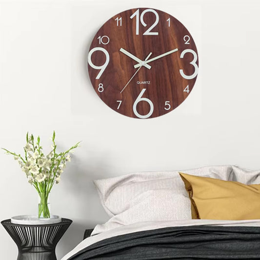 Analog Teak Wood Wall Clock – Classic Wooden Home Decor