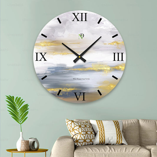 Golden Streaks Wall Clock