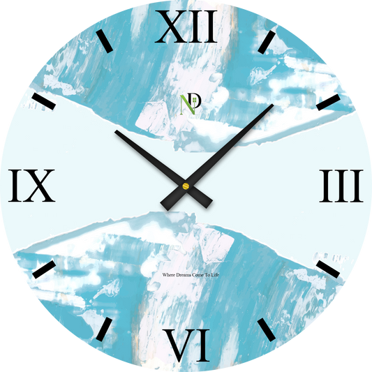 Ice Blue Marble Wall Clock