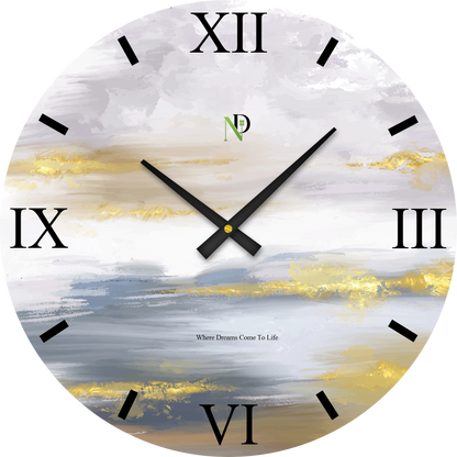 Golden Streaks Wall Clock